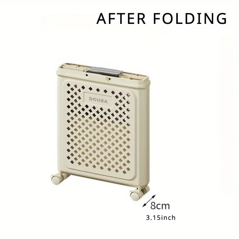 Large Capacity Movable Folding Laundry Basket – Durable Storage with Wheels