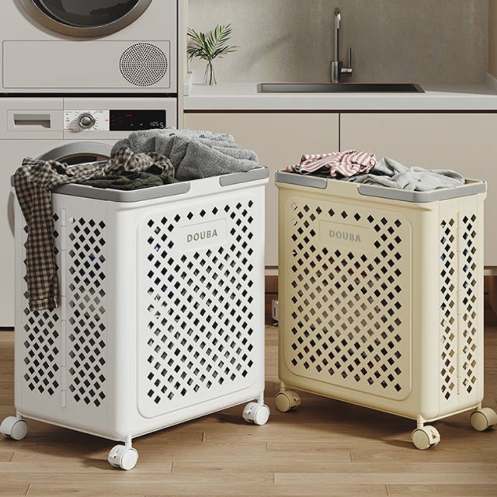 Large Capacity Movable Folding Laundry Basket – Durable Storage with Wheels
