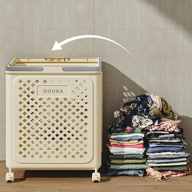 Large Capacity Movable Folding Laundry Basket – Durable Storage with Wheels