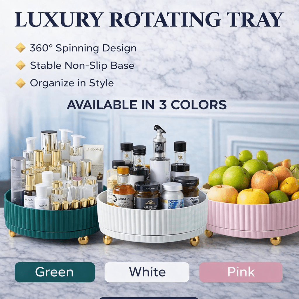 Luxury Rotating Tray Organizer (360° Smooth Rotation)