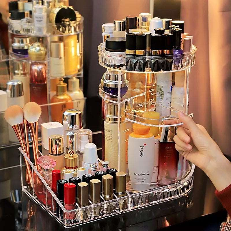 New Rotating Cosmetic Organizer | 360° Multi‑Layer Makeup Storage Rack