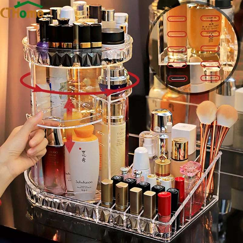 New Rotating Cosmetic Organizer | 360° Multi‑Layer Makeup Storage Rack