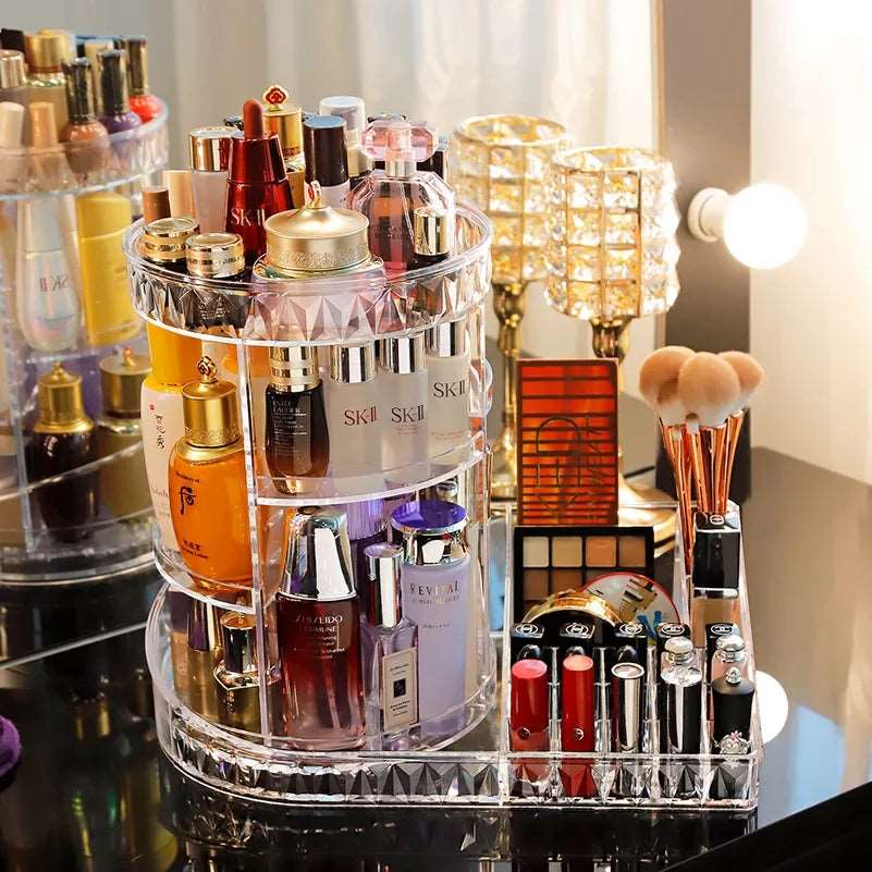New Rotating Cosmetic Organizer | 360° Multi‑Layer Makeup Storage Rack