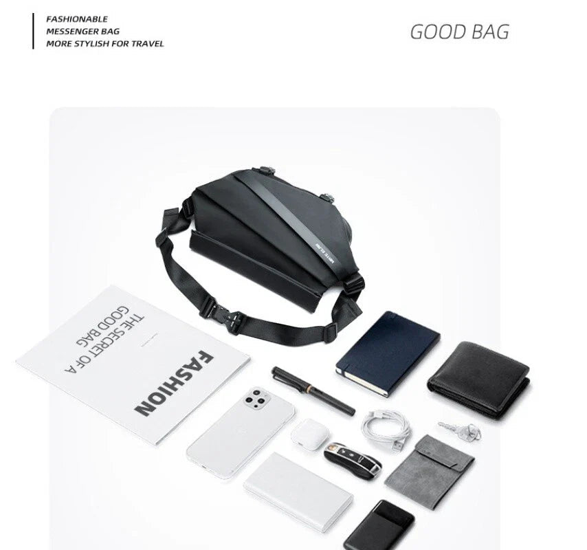 Multi Pockets Shoulder Bag - Sling Bag Crossbody Motorcycle Backpack for Men