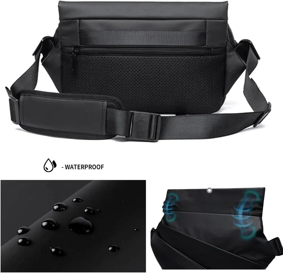 Multi Pockets Shoulder Bag - Sling Bag Crossbody Motorcycle Backpack for Men